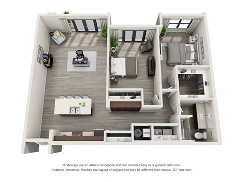 Floor plan for 2 beds, 1 bath, 1248 sqft